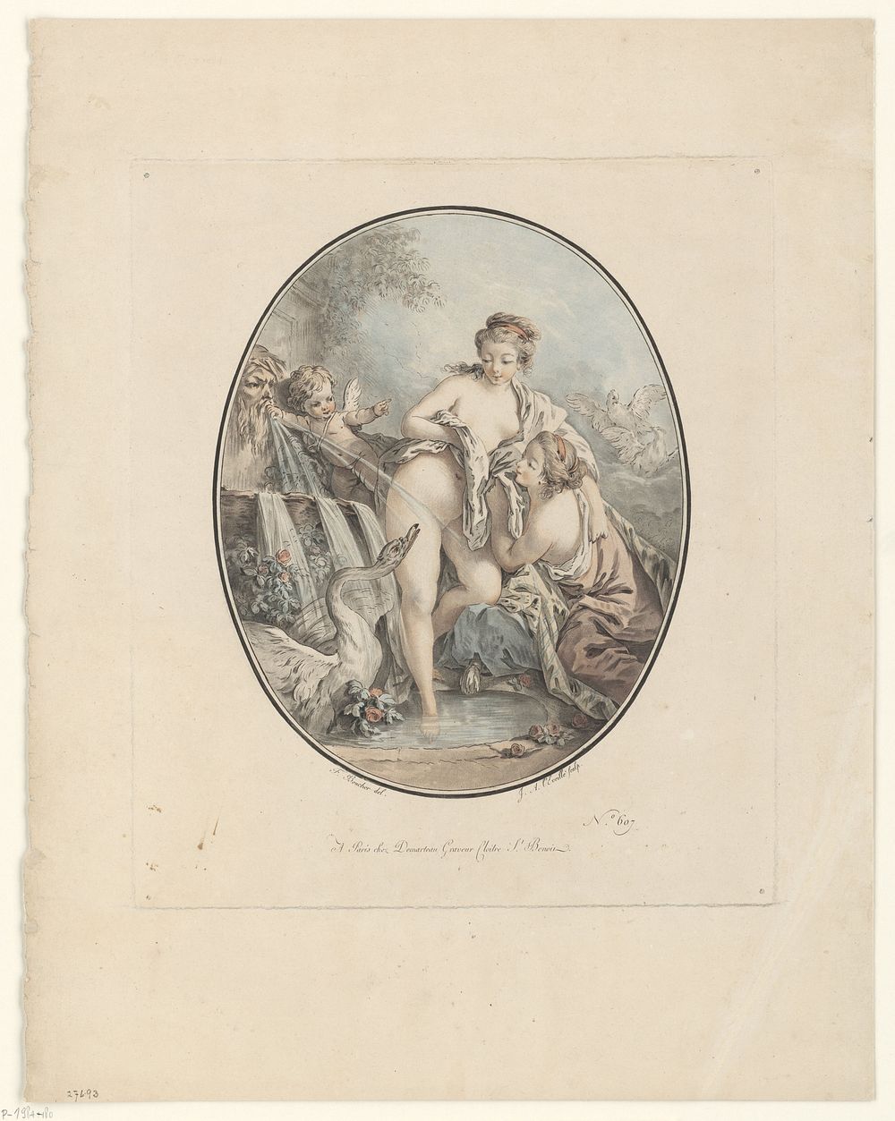Leda en de zwaan (1776 - 1802) by Jean Augustin Léveillé, François Boucher and Gilles Antoine Demarteau