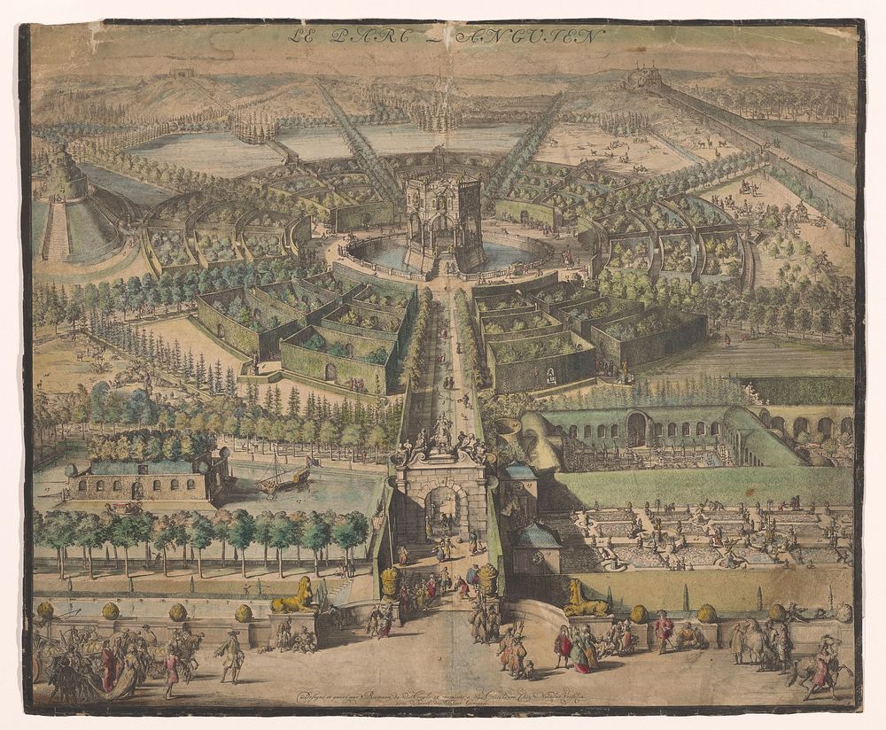 Gezicht op het Park van Enghien (1633 - 1709) by Nicolaes Visscher I, Romeyn de Hooghe, Romeyn de Hooghe and Staten Generaal