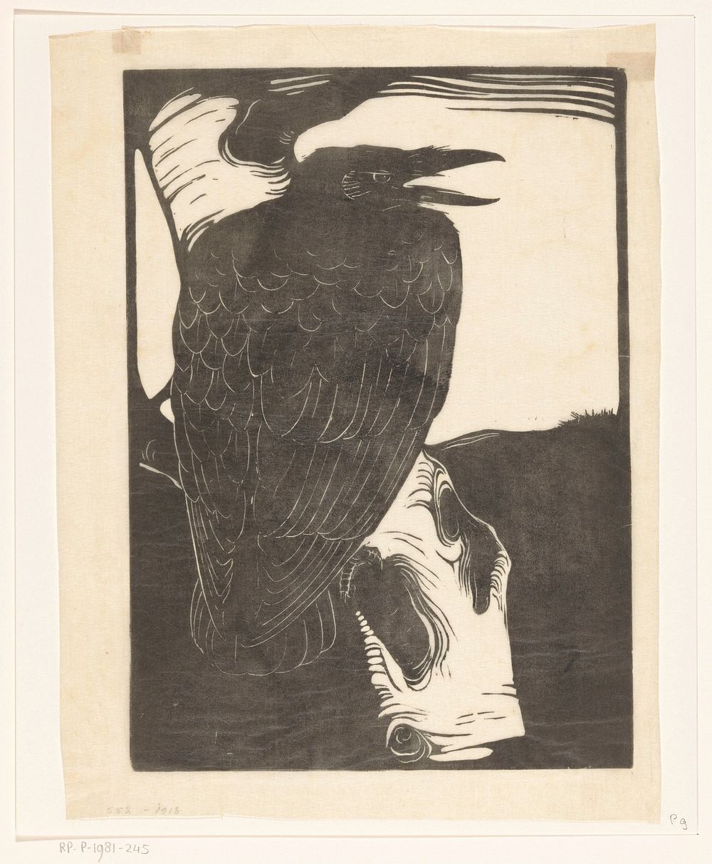 Raaf op berkenboom (1913) by Jan Mankes