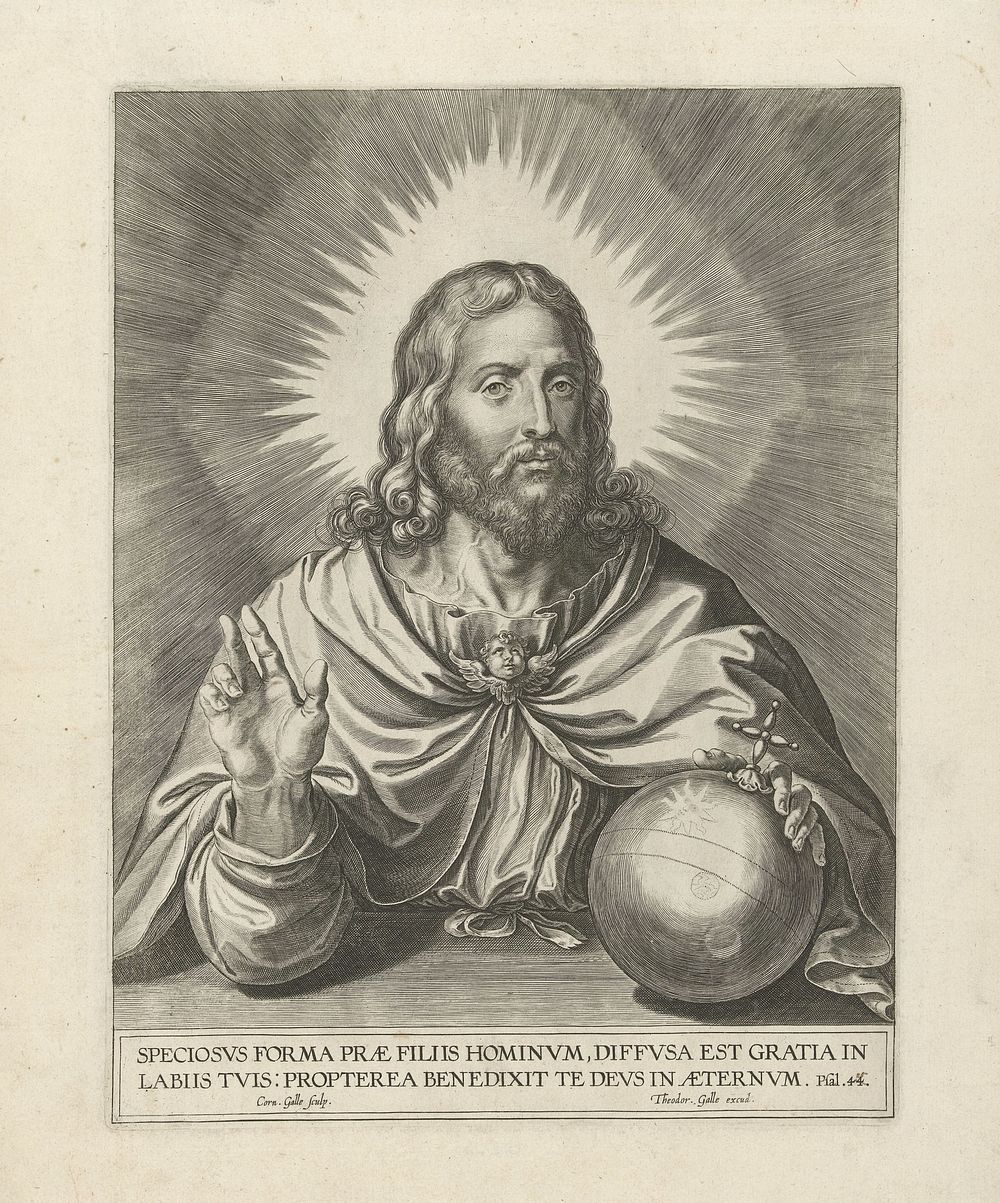 Christus als Salvator Mundi (1586 - 1633) by Cornelis Galle I and Theodoor Galle