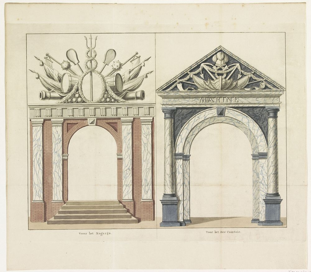 Poorten voor het Zeemagazijn en het Zeecompotoir, 1795 (1795) by anonymous