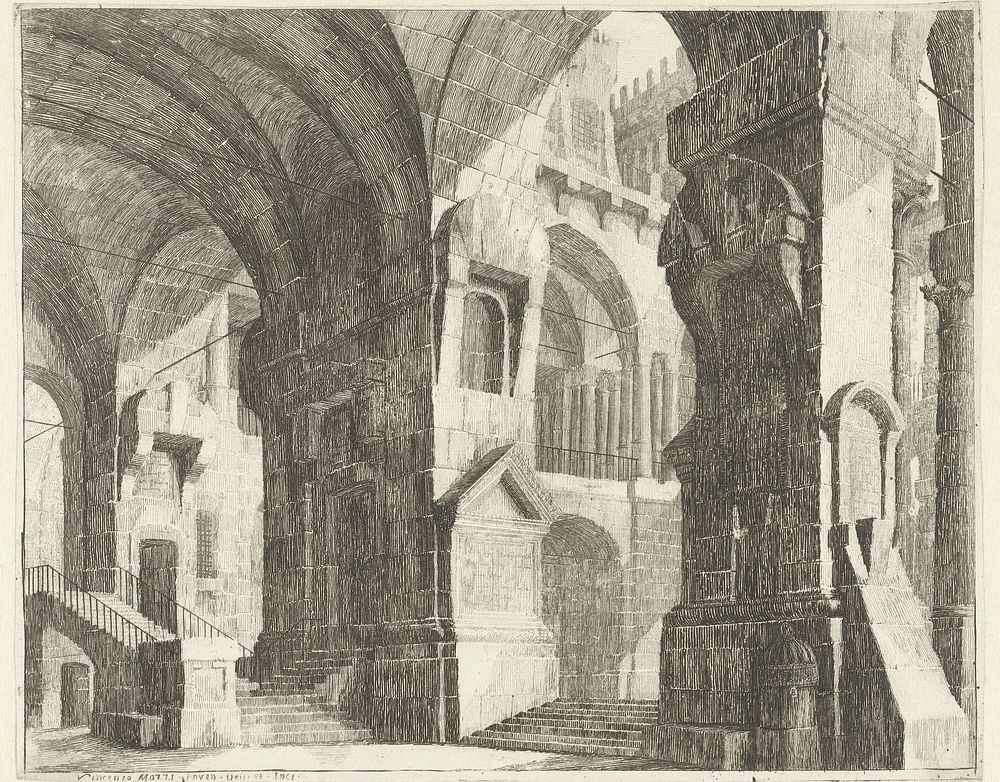Gang rond een binnenplaats (1771 - 1781) by Vincenzo Mazzi and Vincenzo Mazzi