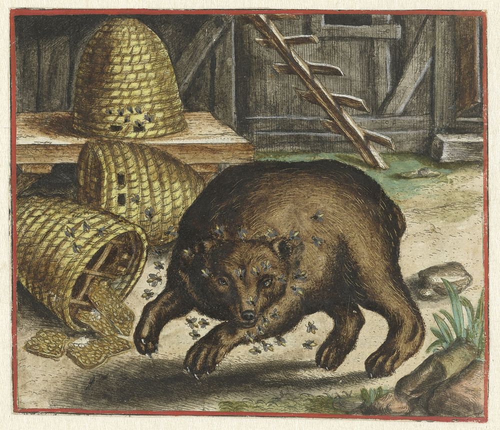 Fabel van de beer en de bijen (1567) by Marcus Gheeraerts I, Marcus Gheeraerts I, Pieter de Clerck and Marcus Gheeraerts I