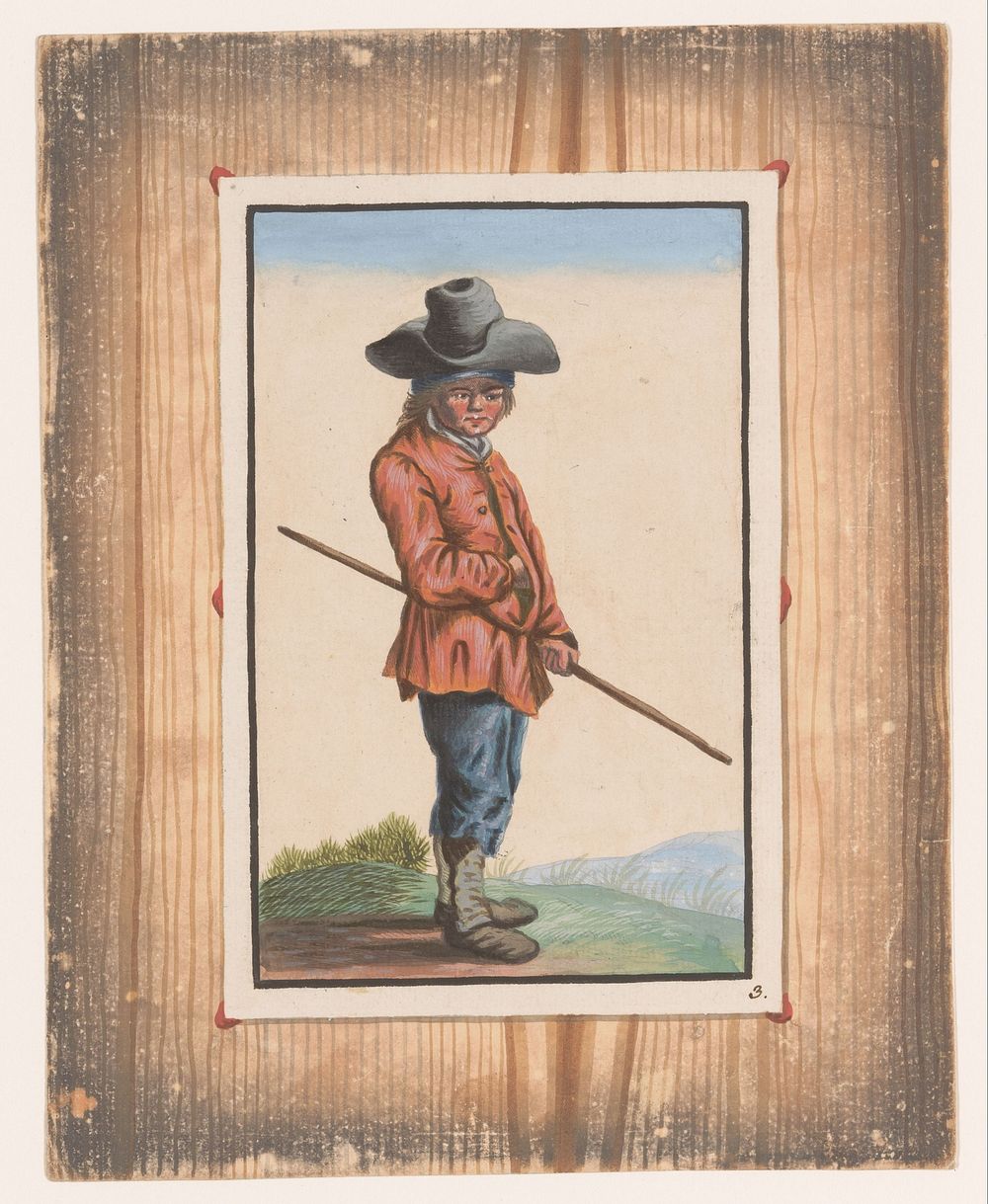 Staande jongen met stok (c. 1740 - c. 1760) by anonymous