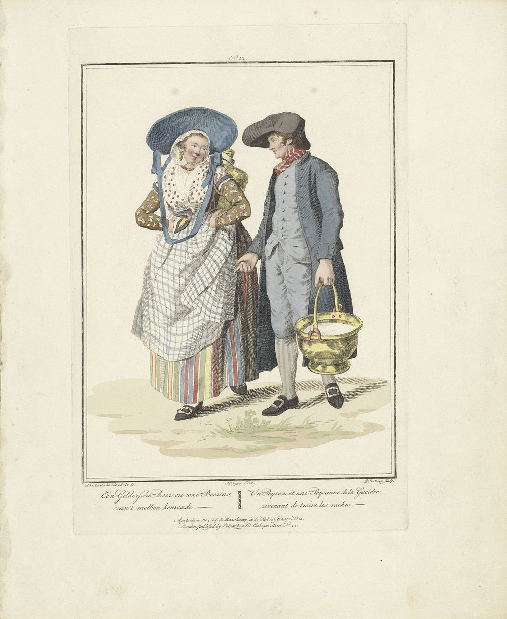 Gelderse boer en boerin in klederdracht (1803 - 1807) by Ludwig Gottlieb Portman, Jacques Kuyper, Dirk van Oosterhoudt…
