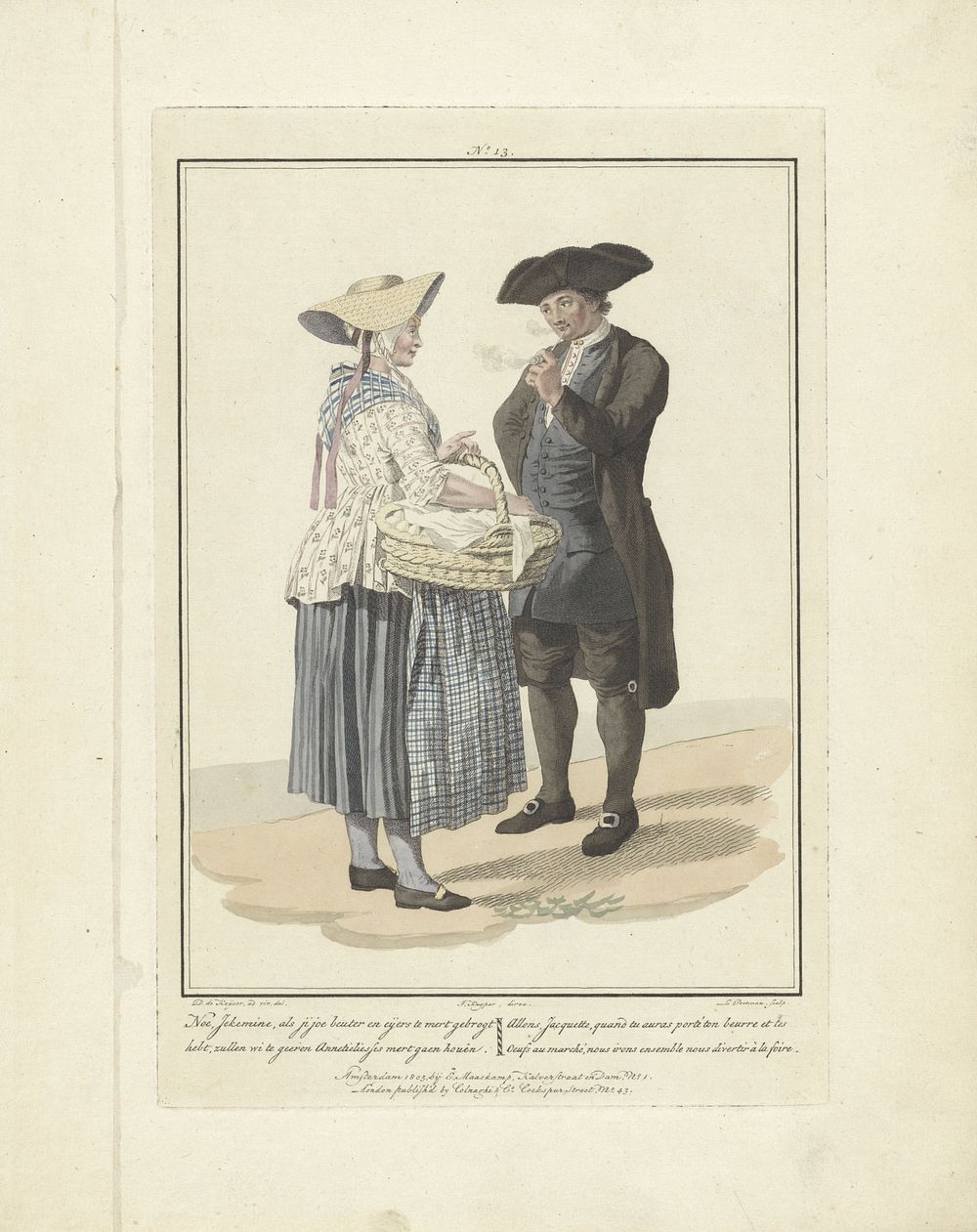 Eierverkoopster en een heer (1803 - 1807) by Ludwig Gottlieb Portman, Jacques Kuyper, Daniël de Keyser, Evert Maaskamp and…