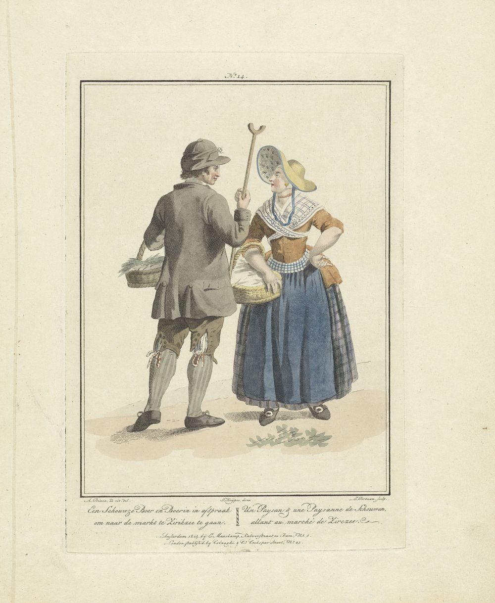 Zeeuwse boer en boerin in klederdracht (1803 - 1807) by Ludwig Gottlieb Portman, Jacques Kuyper, Adriaan Prince, Evert…