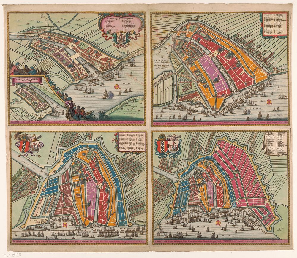 Vier plattegronden van Amsterdam vanaf 1400 tot 1612 (c. 1671 - c. 1680) by Pieter Hendricksz Schut, Pieter Hendricksz Schut…
