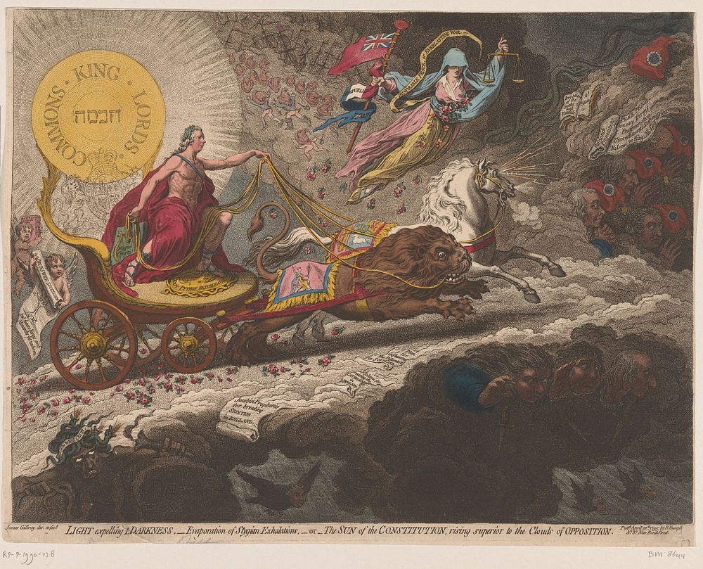 William Pitt verdrijft de duistere krachten, 1795 (1795) by James Gillray, James Gillray and Hannah Humphrey