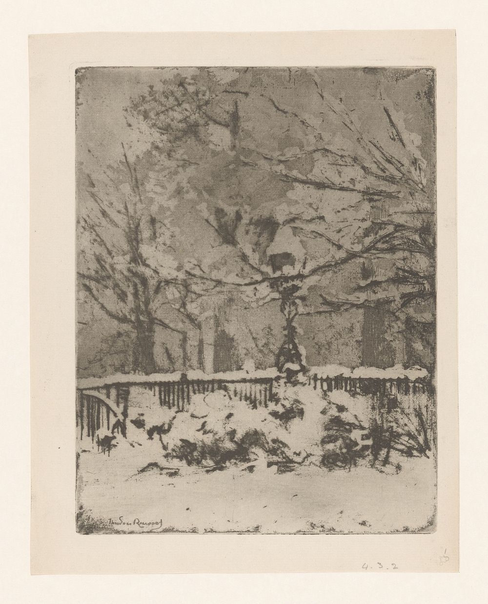 Gezicht op met sneeuw bedekte tuin (1909) by Théodore Roussel