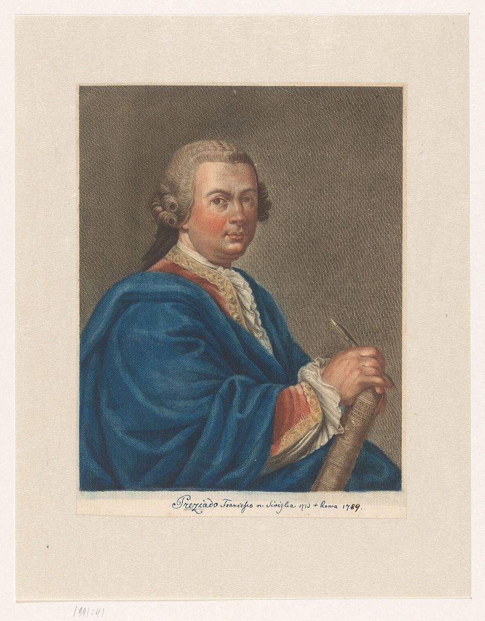 Portret van kunstenaar Francisco Preciado de la Vega (1752 - 1762) by Antonio Pazzi and Francisco Preciado de la Vega