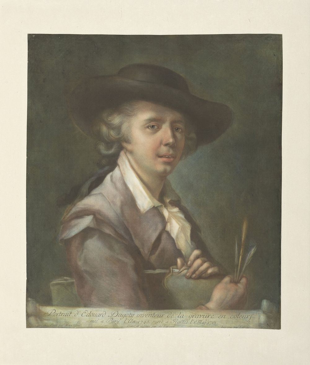 Portret van kunstenaar Edouard Gautier D'Agoty (1769 - 1838) by Carlo Lasinio, Carlo Lasinio and Johann Ernst Heinsius