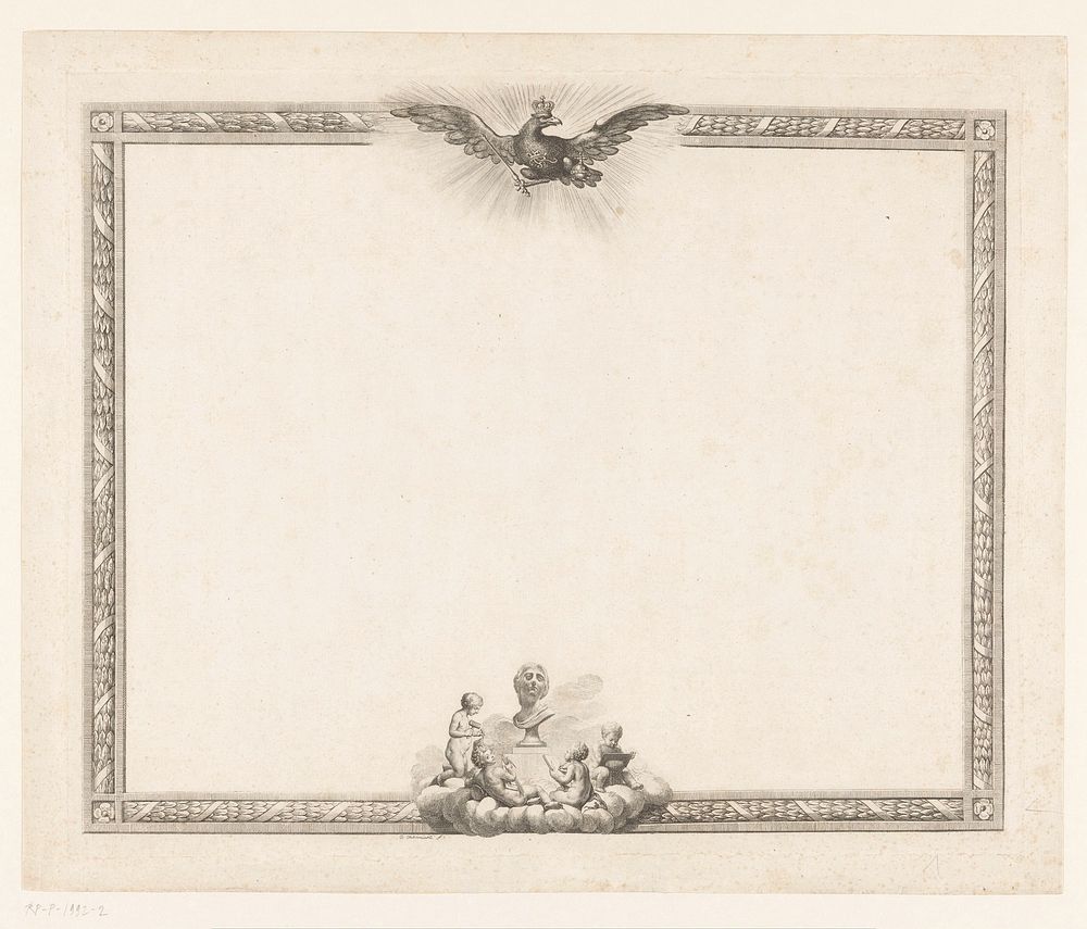 Blanco patent van de Koninklijke Academie der Schone Kunsten in Berlijn met decoratieve omkadering (1786) by Daniel Nikolaus…