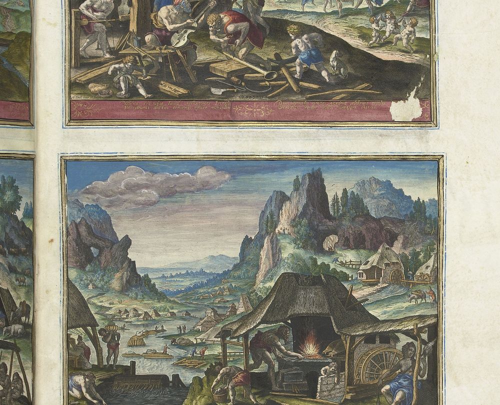 Tubal-Kaïn in zijn smidse (1583) by Johann Sadeler I, Maerten de Vos, Johann Sadeler I, Johann Sadeler I and Johann Sadeler I