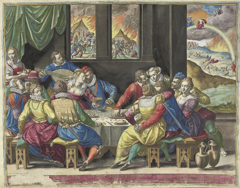 De mensheid wachtend op het Laatste Oordeel (1581 - 1583) by Johann Sadeler I, Dirck Barendsz and Johann Sadeler I