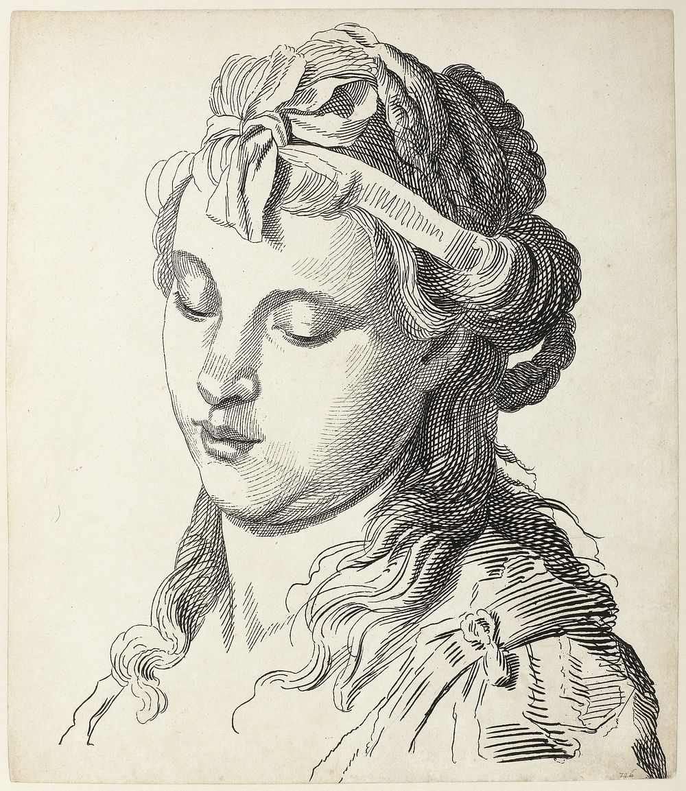 Vrouwenkop met strik in het haar (1732 - 1771) by Antonio Giuseppe Barbazza