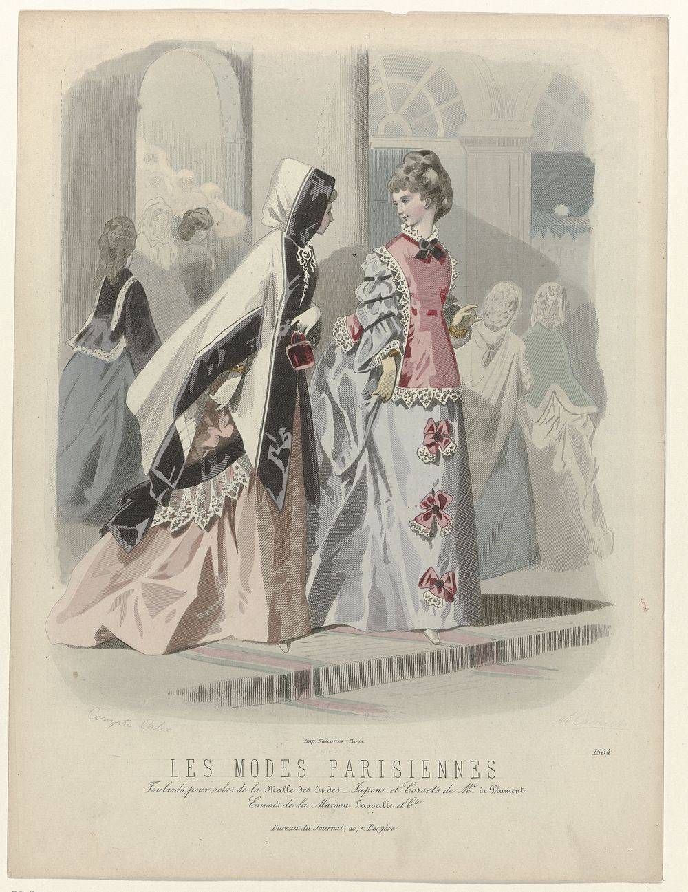 Les Modes Parisiennes, 1871-1872, No. 1584: Foulards pour robes (...) (1871 - 1872) by Carrache, François Claudius Compte…