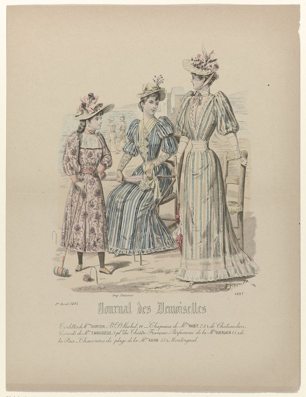 Journal des Demoiselles, 1 août 1892, No. 4897 : Toilettes de Mme Thirion (...) (1892) by A Chaillot, Esnault and Falconer
