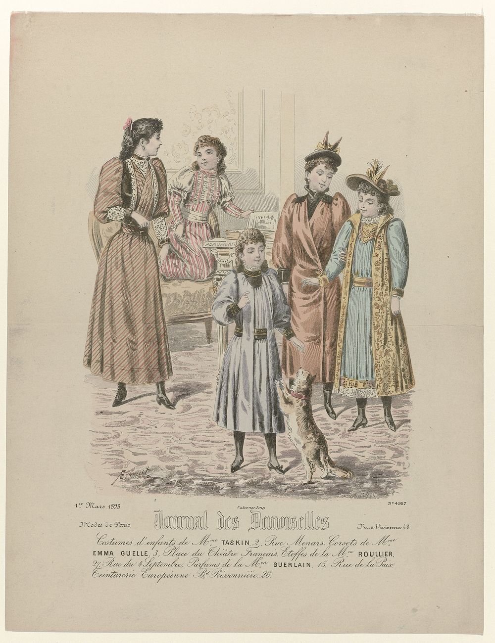 Journal des Demoiselles, 1 mars 1893, No. 4927 : Costuems d'enfants (...) (1893) by A Chaillot, Esnault and Falconer