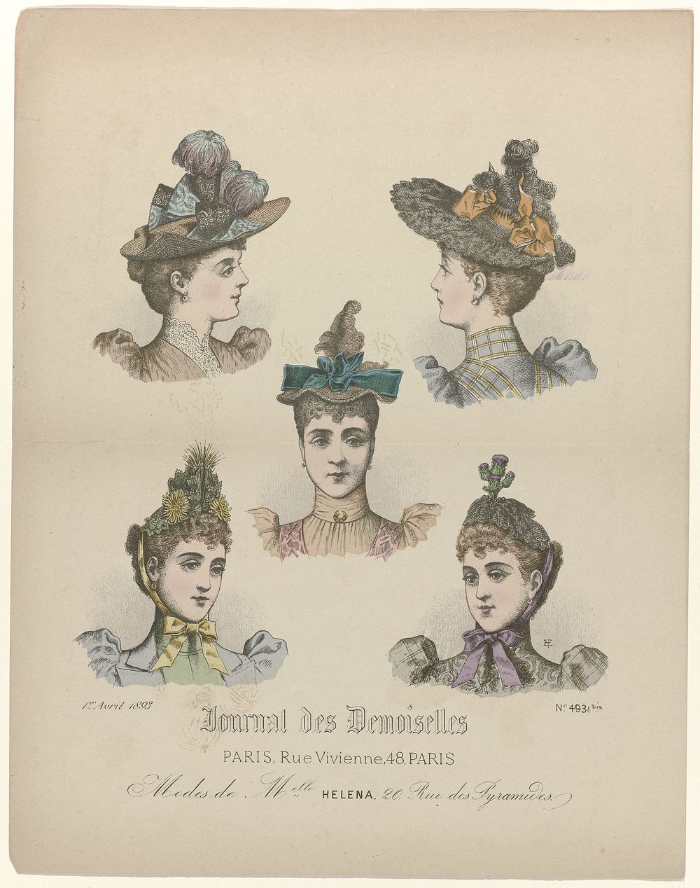 Journal des Demoiselles, 1 avril 1893, No. 4931 bis: Modes de Melle Helena.. (1893) by anonymous