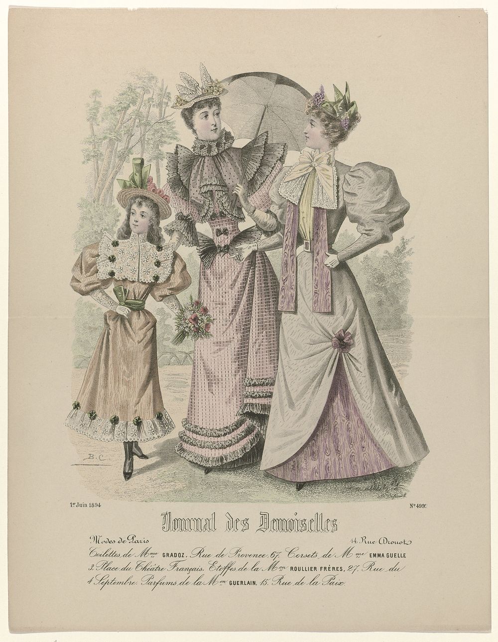 Journal des Demoiselles, 1 juin 1894, No. 4992: Toilettes de Mme Gradoz (...) (1894) by P Deferneville, Monogrammist BC and…