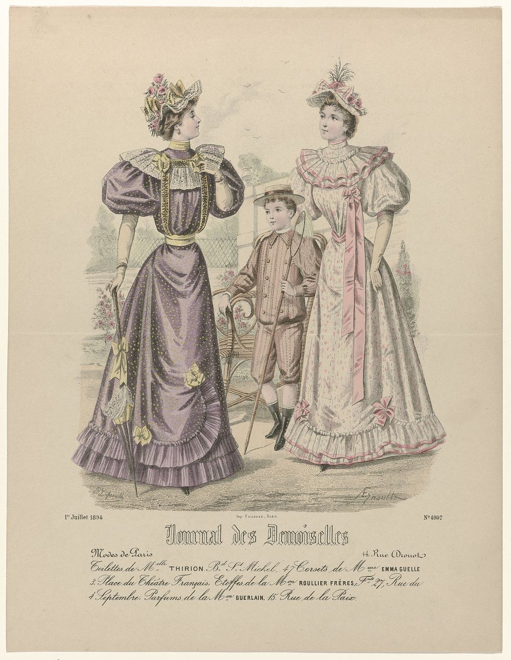 Journal des Demoiselles, 1 juillet 1894, No. 4997 : Toilettes de Melle Thirion (...) (1894) by P Deferneville, Esnault and…