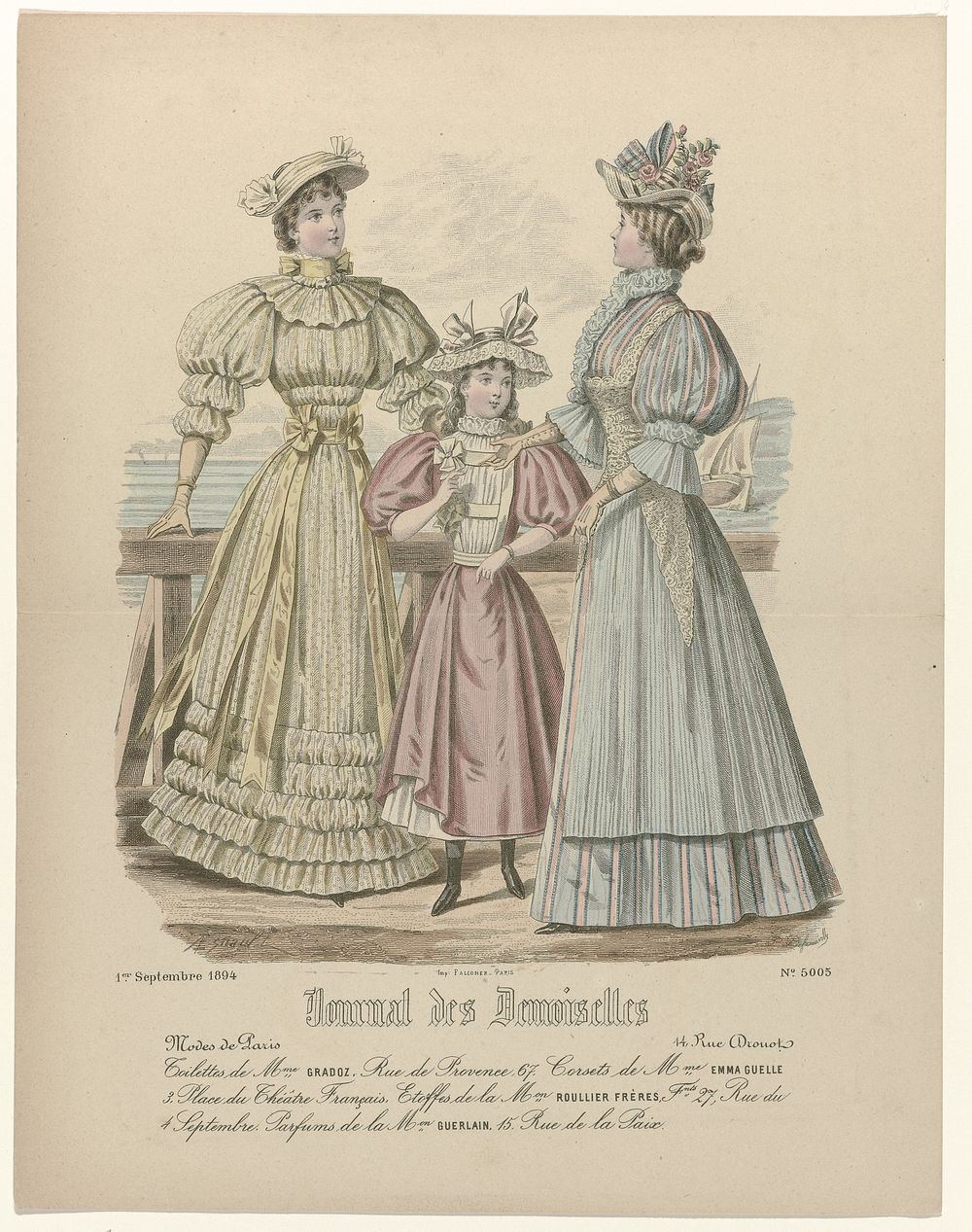 Journal des Demoiselles, 1 septembre 1894, No. 5005 : Toilettes de Mme Gradoz (...) (1894) by P Deferneville, Esnault and…