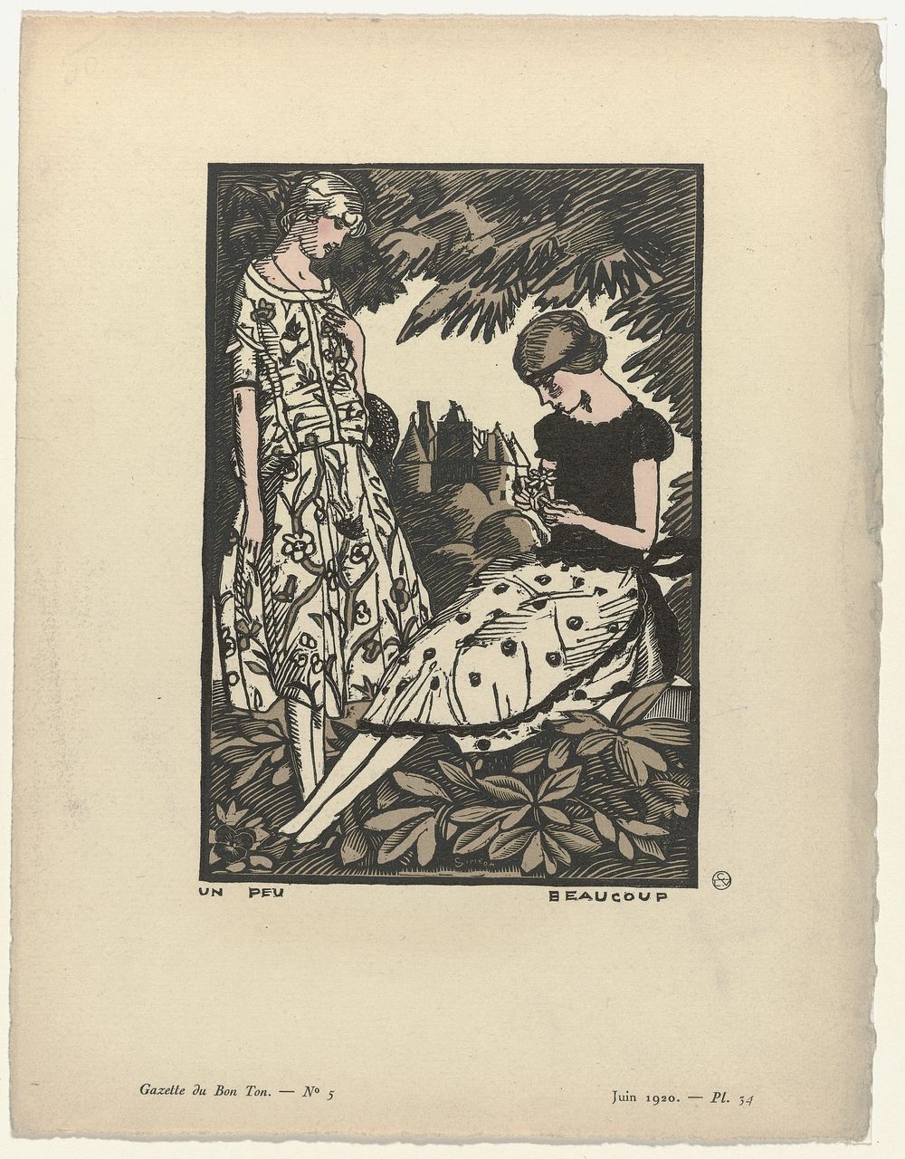 Gazette du Bon Ton, 1920 - No. 5, Pl. 34 : Un peu beaucoup (1920) by Fernand Siméon, anonymous and Lucien Vogel