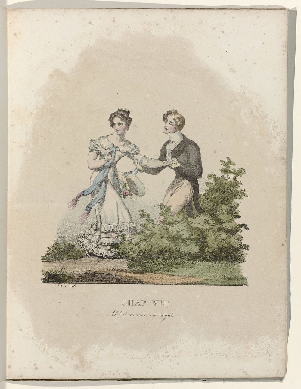 La Né d'une Modiste, 1828 : Chap. VIII: Ah ! si maman me voyait (...) (c. 1828) by Gottfried Engelmann and Wattier