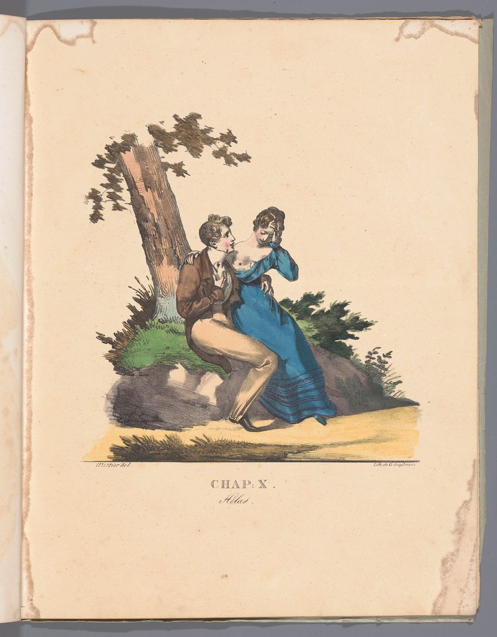 La Né d'une Modiste, 1828 : Chap. X: Hélas. (c. 1828) by Gottfried Engelmann and Wattier