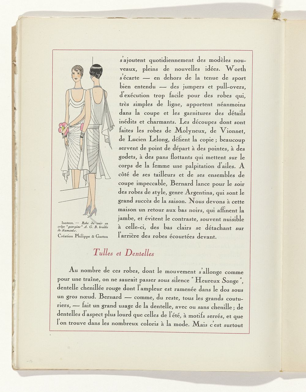 Art - Goût - Beauté, Feuillets de l' élégance féminine, Novembre 1928, No. 99, 9e Année, p. 12 (1928) by anonymous, Philippe…