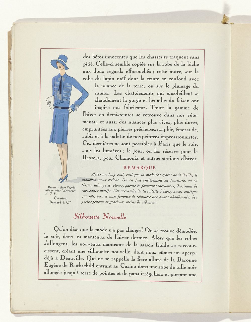 Art - Goût - Beauté, Feuillets de l' élégance féminine, Novembre 1928, No. 99, 9e Année, p. 8 (1928) by anonymous, Bernard…