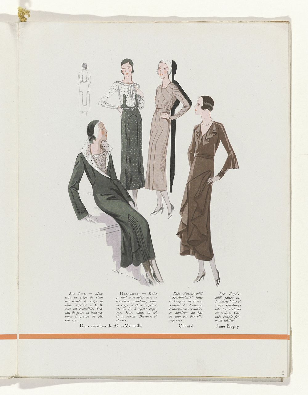 Art - Goût - Beauté, Feuillets de l' élégance féminine, Mai 1931, No. 129, 11e Année, p. 9 (1931) by R Drivon, anonymous…