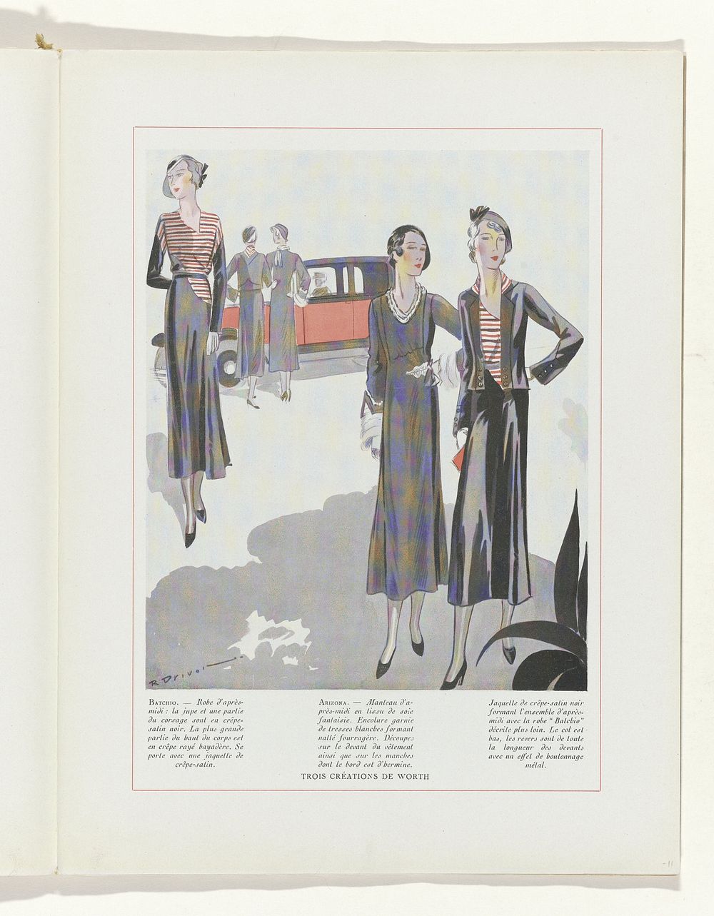 Art - Goût - Beauté, Feuillets de l' élégance féminine, Juin 1932, No. 142, 12e Année, p. 11 (1932) by R Drivon, Worth and H…
