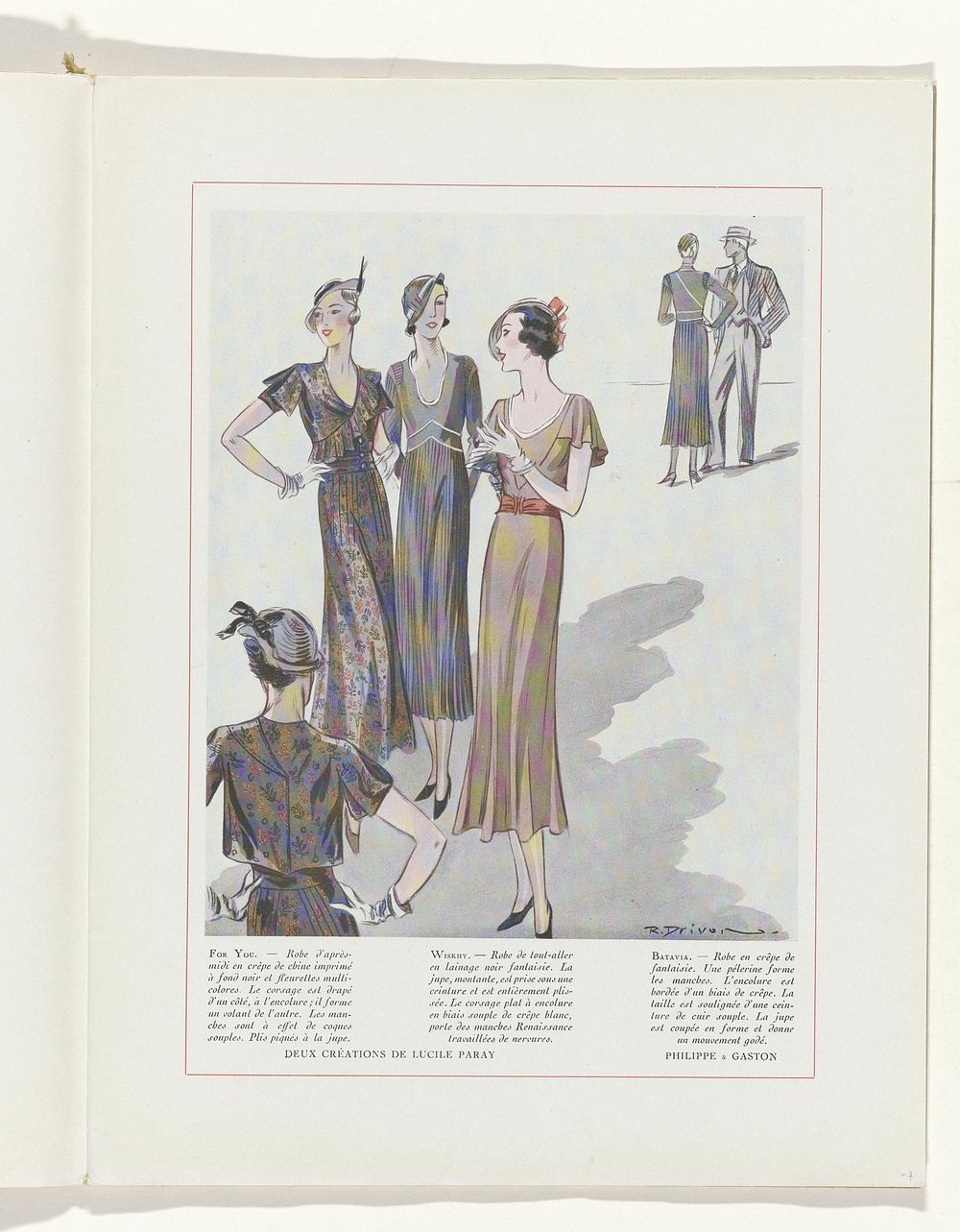 Art - Goût - Beauté, Feuillets de l' élégance féminine, Juin 1932, No. 142, 12e Année, p. 7 (1932) by R Drivon, Lucile…