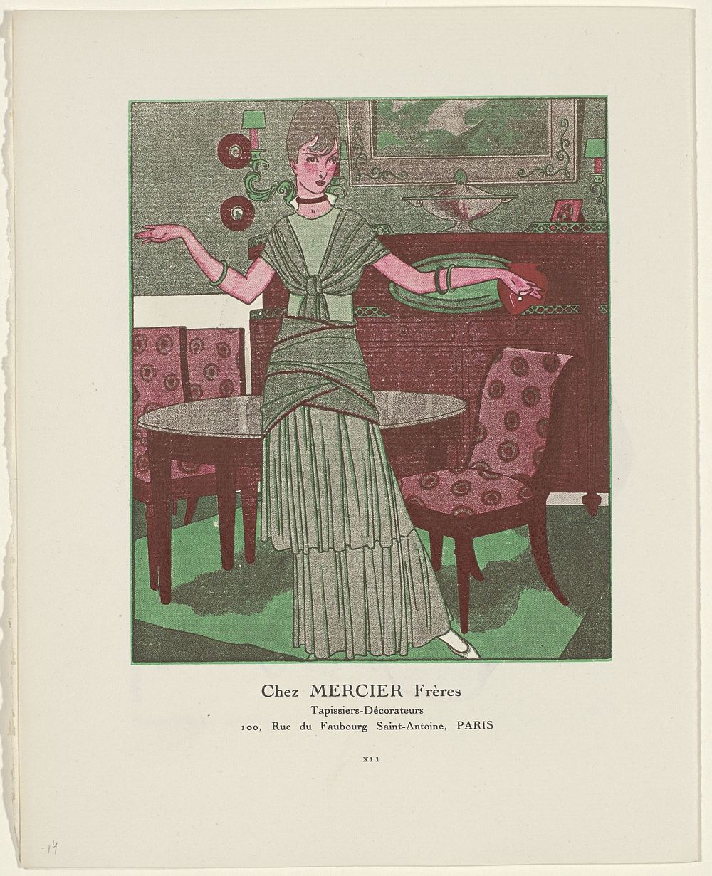 Gazette du Bon Ton, 1914 - No. 6, p. XII: Advertentie Chez Mercier Frères, Tapissiers-Décorateurs, Paris (1914) by E Ayres…