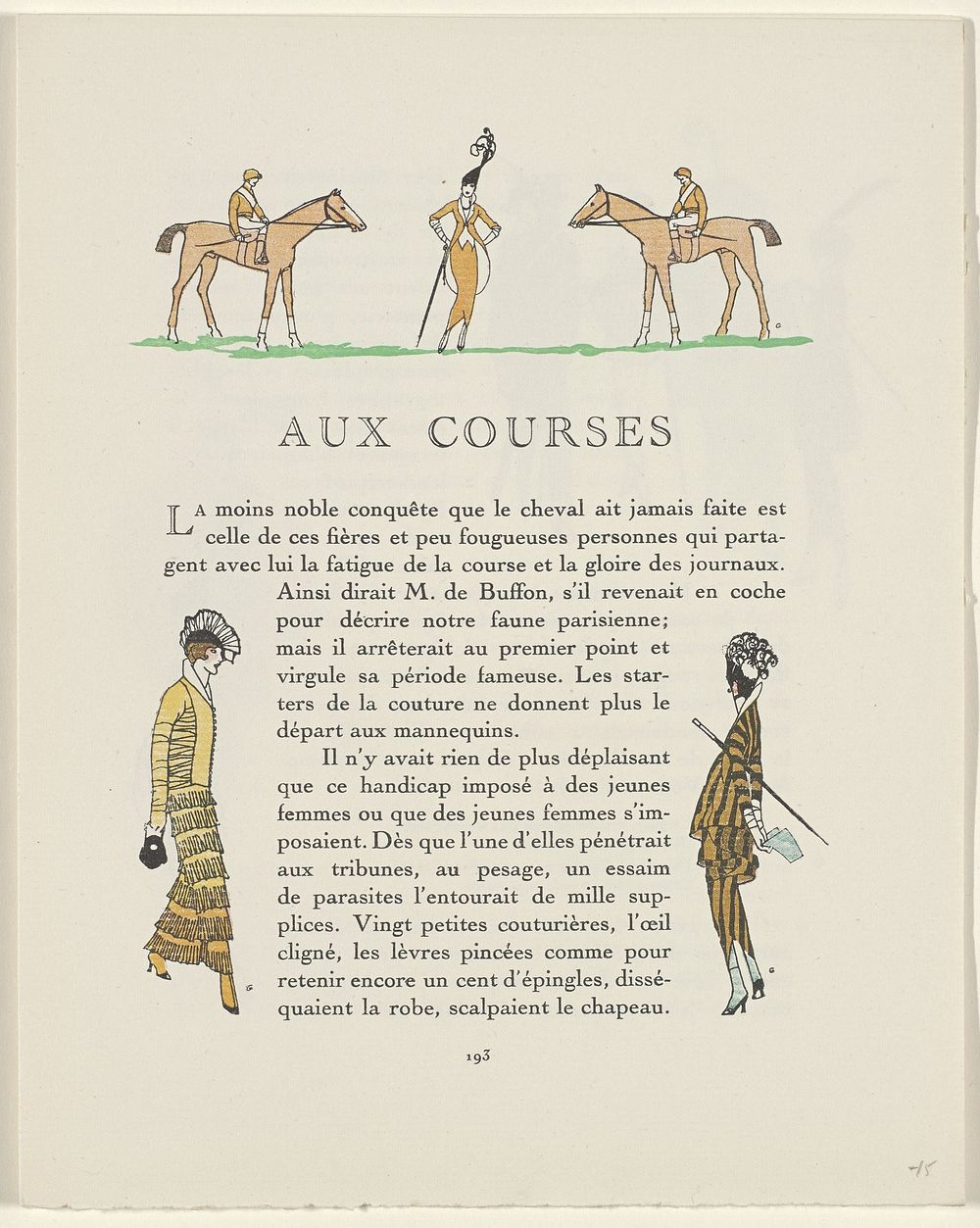 Gazette du Bon Ton, 1914 - No. 6, p. 193: Aux Courses (1914) by Francisco Javier Gosé, anonymous, Lucien Vogel, Paul…