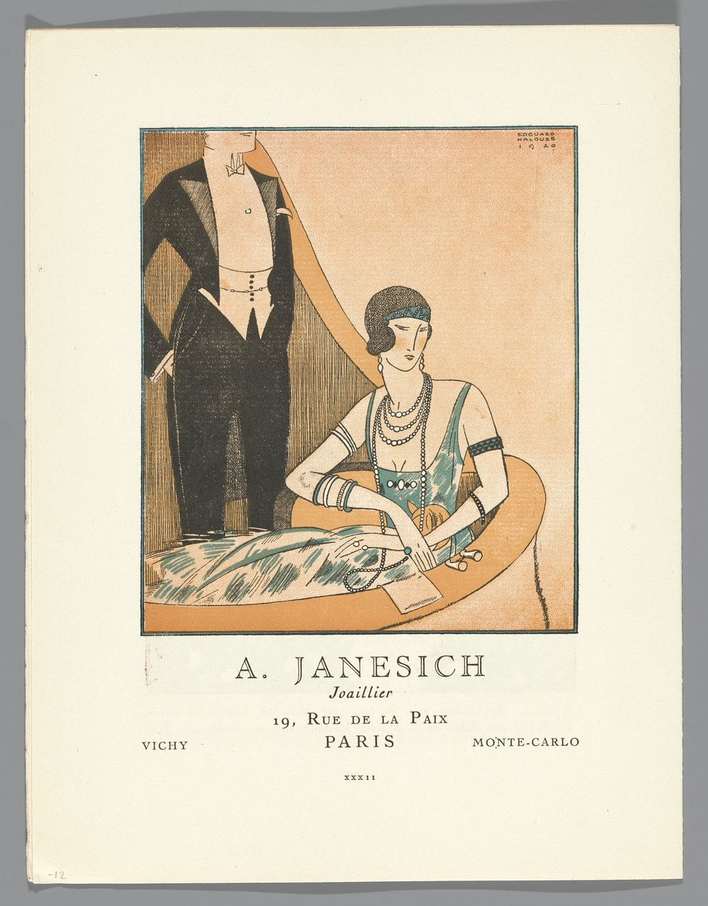 Gazette du Bon Ton, 1920 - No. 4, p. XXX: advertentie A. Janesich, joallier (1920) by Edouard Halouze, anonymous, Lucien…