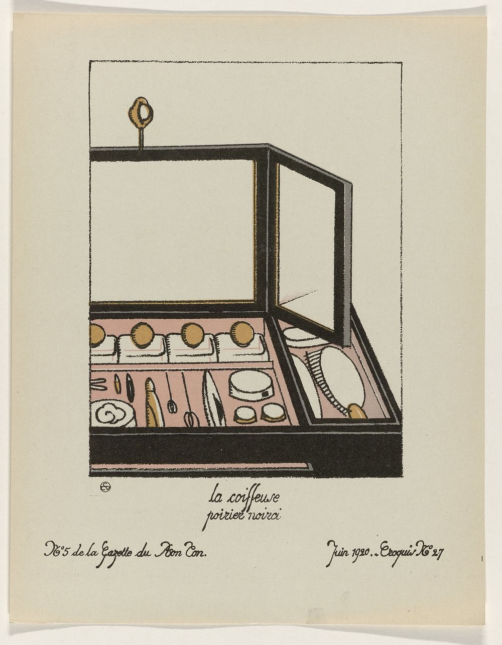 Gazette du Bon Ton, 1920 - No. 5 : La coiffeuse / poirier noirci (1920) by Süe et Mare, anonymous, Lucien Vogel, The Field…