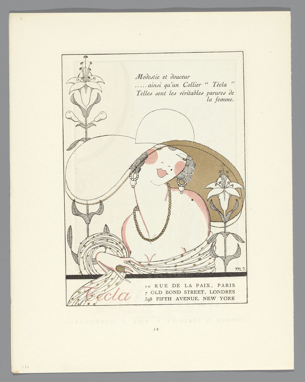 Gazette du Bon Ton, 1920 - No. 7, p. LX: advertentie Técla, juwelier (1920) by Lucien Vogel, The Field Press, Naville et…