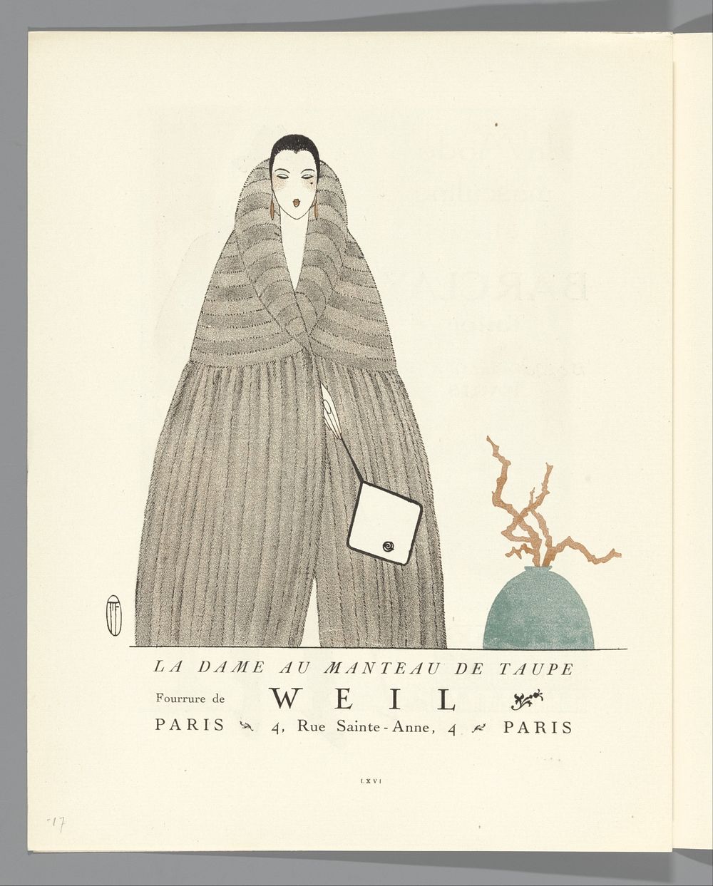 Gazette du Bon Ton, 1920 - No. 8, p. LXVI: advertentie WEIL: La dame au manteau de taupe (1920) by Lucien Vogel, The Field…