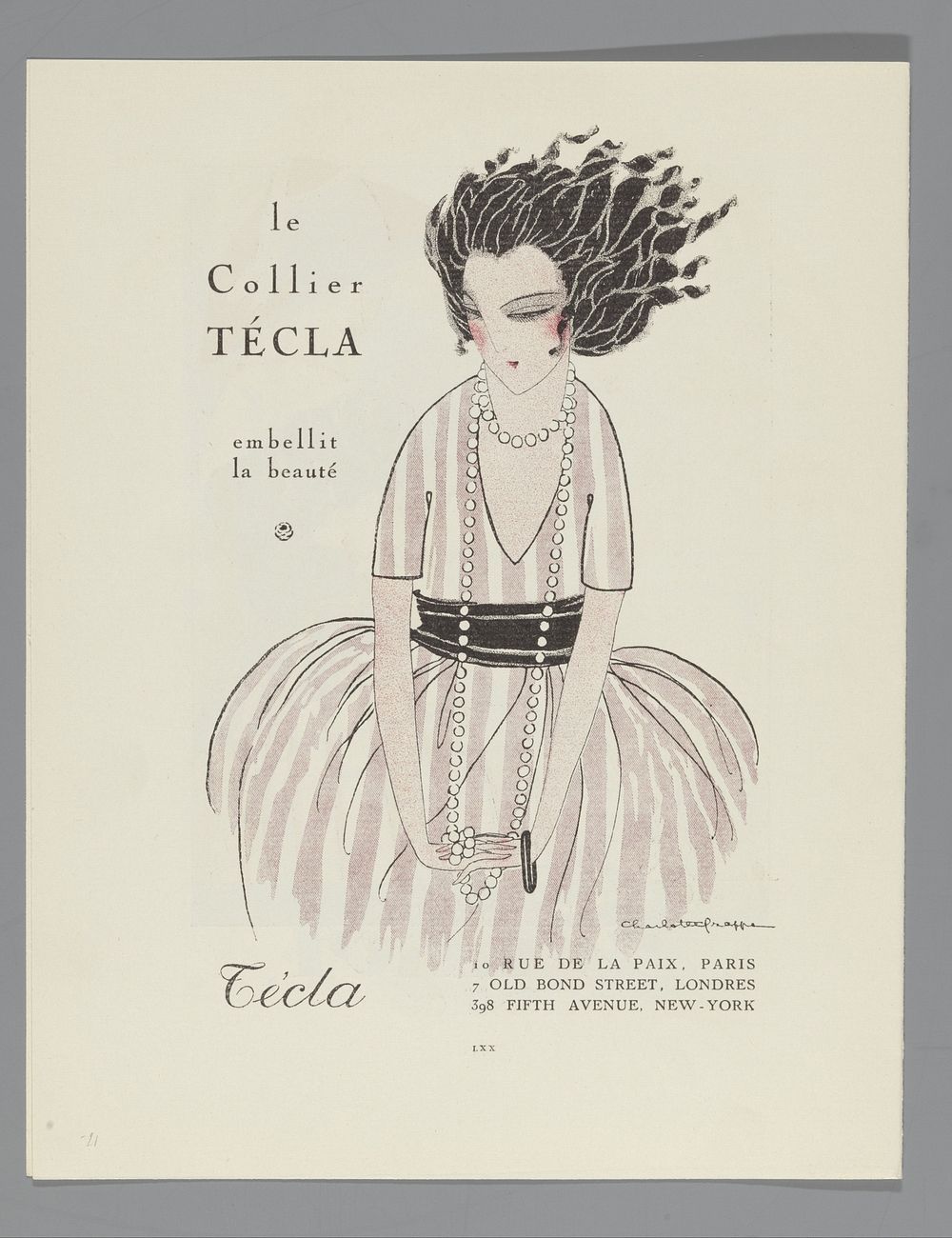 Gazette du Bon Ton, 1920 - No. 8, p. LXX: advertentie juwelier Técla (1920) by Lucien Vogel, The Field Press, Naville et…