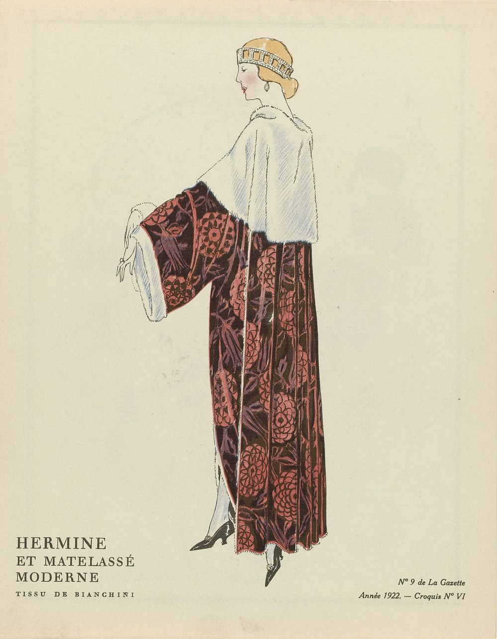 Gazette du Bon Ton, 1922 - No. 9 : Hermine et matelassé moderne / Tissu de Bianchini (1922) by anonymous, Bianchini Férier…