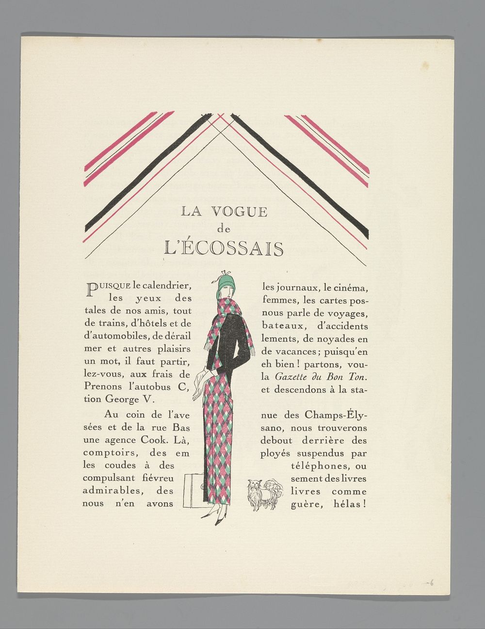 Gazette du Bon Ton, No. 2 - 1923, 6e Année, p. 49: La Vogue de l'Écossais (1923) by Lucien Vogel and Imprimerie Studium