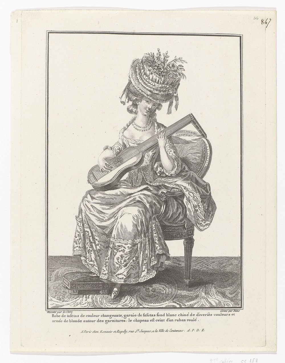 Gallerie des Modes et Costumes Français, 1779, cc 158 : Robe de tafetas (...) (1779) by Charles Emmanuel Patas, Pierre…