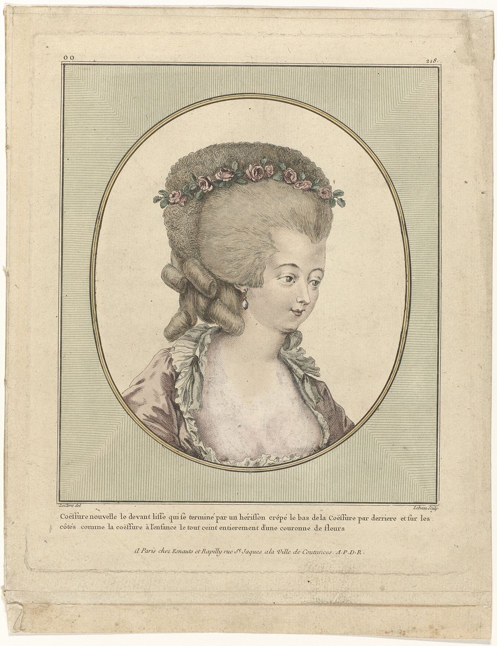Gallerie des Modes et Costumes Français, 1781, oo 218 : Coeffure Nouvelle le devant (...) (1781) by Pierre Adrien Le Beau…