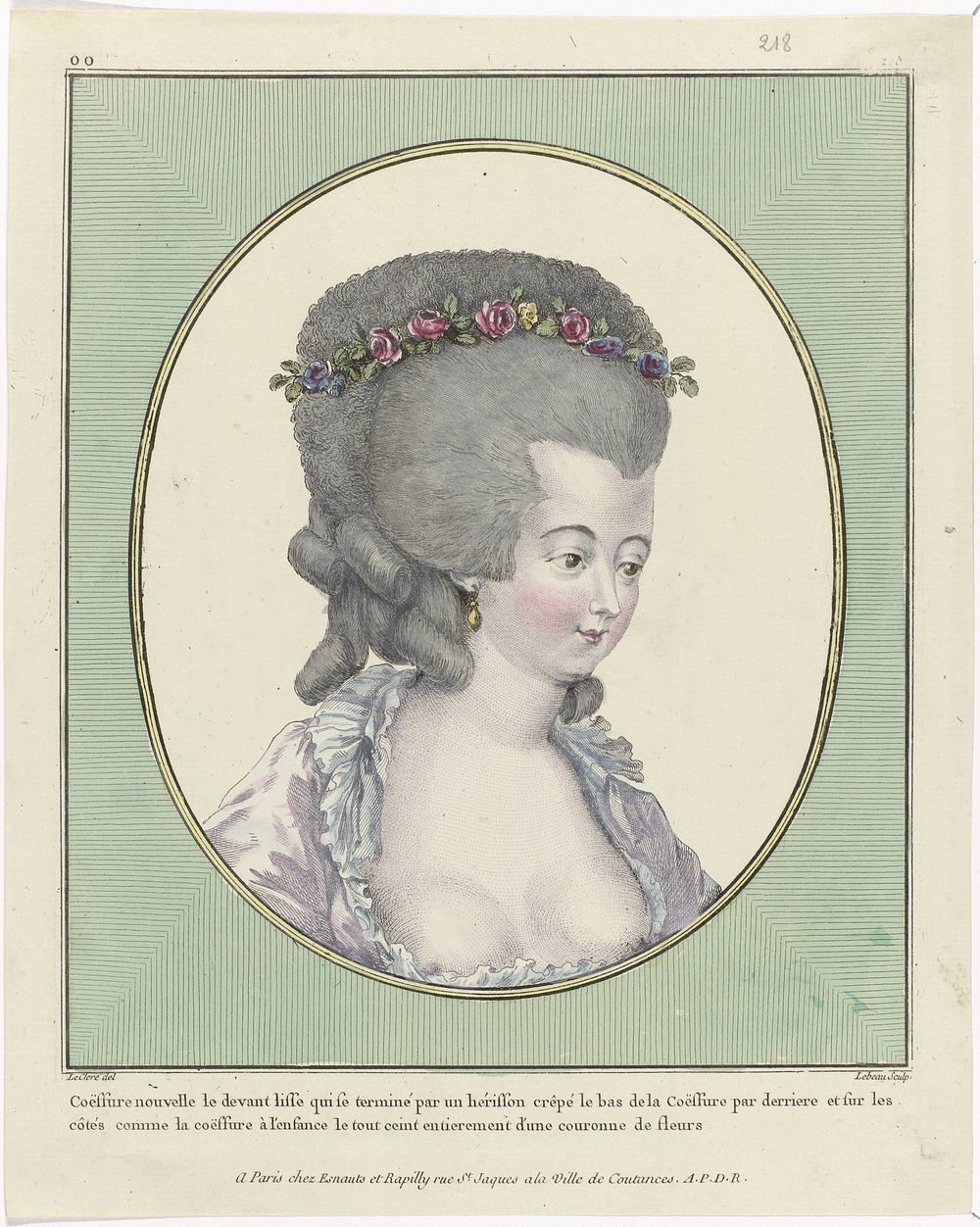 Coiffures, Poufs, Hats and Bonnets: Eleven Coiffures and Headdresses (1781) by Pierre Adrien Le Beau, Pierre Thomas Le Clerc…