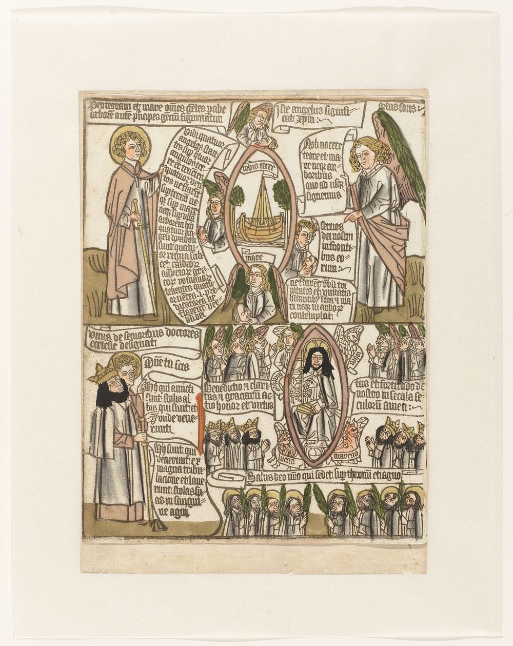 De vier engelen bij de vier hoeken van de aarde en de lofzang van de zaligen uit Johannes' Apocalypse (c. 1460 - c. 1467) by…