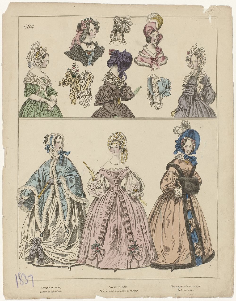 Townsend's Monthly Selection of Parisian Costumes, 1837, No. 684 : Casaque en satin (...) (1837) by anonymous and Henry…