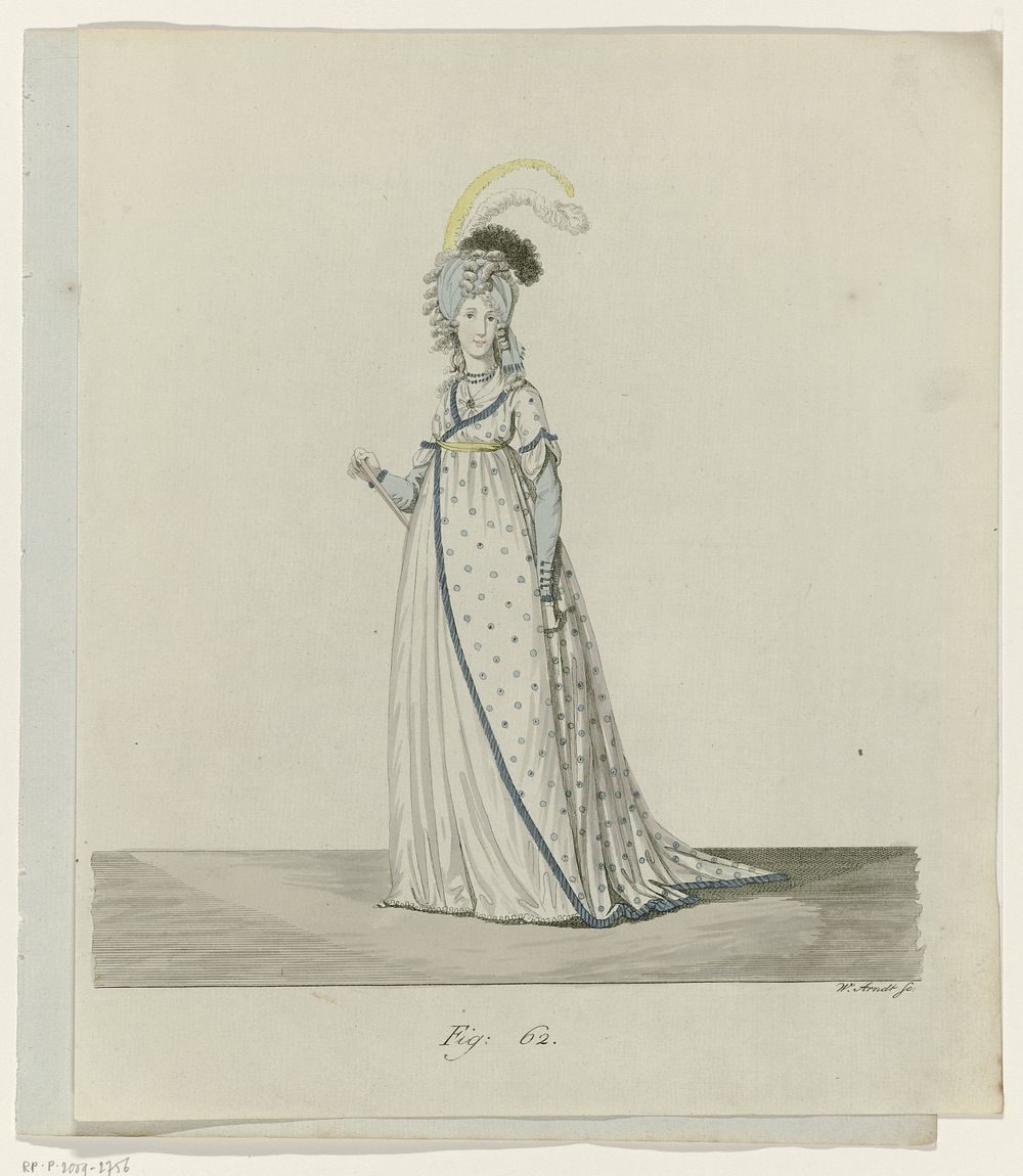 Moden-Gallerie, 1795, Fig. 62, T 34: Engelse vrouw in avondkleding (1795) by Wilhelm Arndt and Fr Nitze and Comp